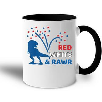 Kids Youth 4Th Of July 4Th T-Rex Dinosaur Kids Patriotic Accent Mug - Seseable