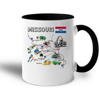 Map Of Missouri Landmarks Major Cities Roads Flag Accent Mug | Mazezy