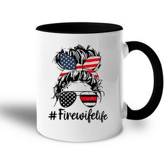 Mom Life And Fire Wife Firefighter Patriotic American Accent Mug | Mazezy