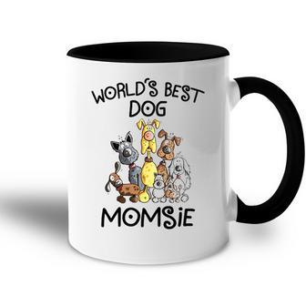 Momsie Grandma Gift Worlds Best Dog Momsie Accent Mug - Seseable