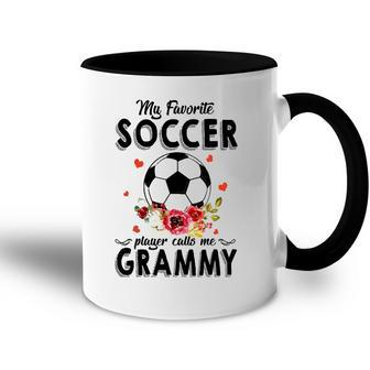 My Favorite Soccer Player Calls Me Grammy Flower Gift Accent Mug | Mazezy