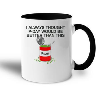 P-Day Funny Lds Missionary Pun Canned Peas P Day Accent Mug | Mazezy