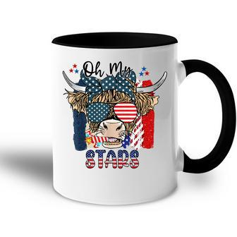 Patriotic Oh My Stars Highland Cow With 4Th July Accent Mug - Seseable