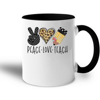 Peace Love Teach Back To School Teacher Gift Accent Mug | Mazezy