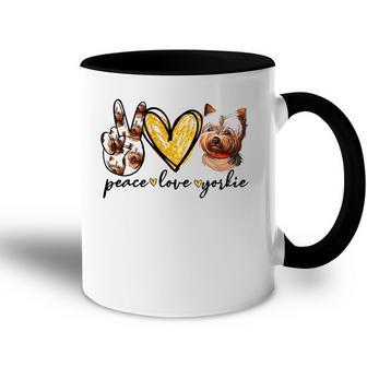 Peace Love Yorkie Dog Lovers Yorkshire Terrier Dad Mom Gift Accent Mug | Mazezy