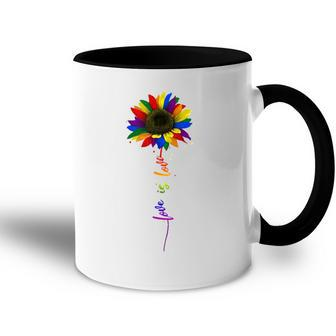 Rainbow Sunflower Love Is Love Lgbt Gay Lesbian Pride Accent Mug | Mazezy