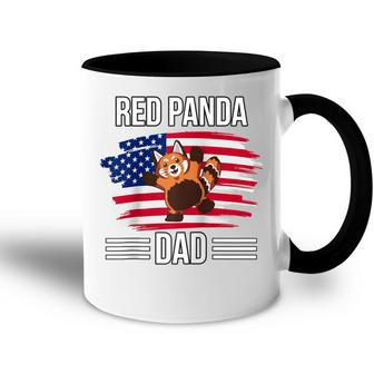 Red Panda Us Flag 4Th Of July Fathers Day Red Panda Dad Accent Mug - Seseable
