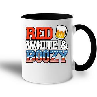 Red White And Boozy Funny 4Th Of July Drinking Crew Party Accent Mug - Seseable
