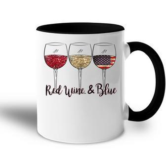 Red Wine & Blue 4Th Of July Wine Red White Blue Wine Glasses V2 Accent Mug - Seseable
