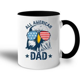 Retro All American Dad 4Th Of July Daddy Eagle Usa Accent Mug - Seseable