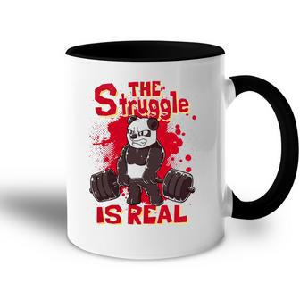 The Struggle Is Real Panda Fitness Gym Bodybuilding Accent Mug | Mazezy