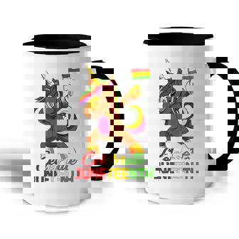 Unicorn Dabbing Juneteenth Celebrate Black Women Girls Kids Accent Mug | Mazezy