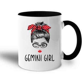 Wink Eye Woman May June Gemini Girl Birthday Women Accent Mug - Seseable
