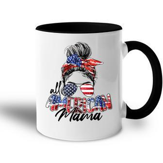 Womens All American Mama American Flag 4Th Of July Patriotic Accent Mug - Seseable