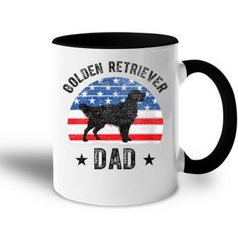 Womens American Flag Golden Retriever Dad 4Th Of July Accent Mug - Seseable