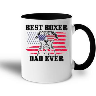 Womens Best Boxer Dad Ever Dog Patriotic 4Th Of July American Flag Accent Mug - Seseable