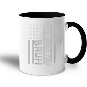 Womens Papa Daddy Dad Bruh Fathers Day 4Th Of July Usa Flag Gift Accent Mug - Seseable