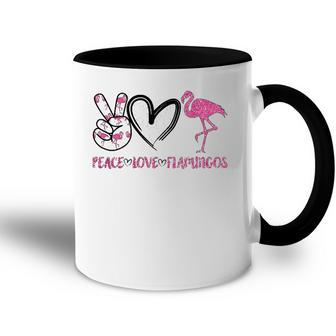 Womens Peace Love Flamingos Funny Flamingo Lover Women Gift Accent Mug | Mazezy
