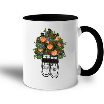Womens Peach Flower On Boots Lovers Gift Accent Mug | Mazezy