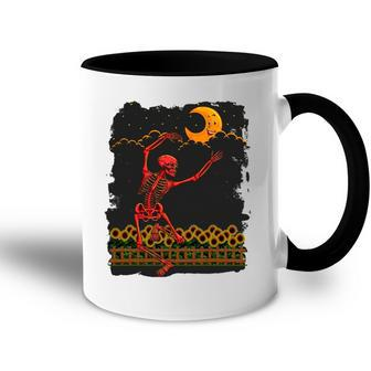 Womens Skeleton Macabre Dancing Red Graphic Goth Halloween Accent Mug | Mazezy