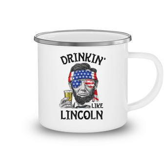 4Th Of July Drinking Like Lincoln Men Abraham Merica Flag Camping Mug - Seseable