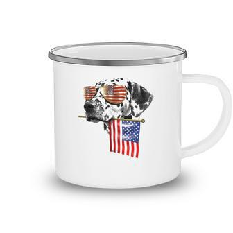 4Th Of July  Fun American Flag Dalmatian Dog Lover Gift Camping Mug