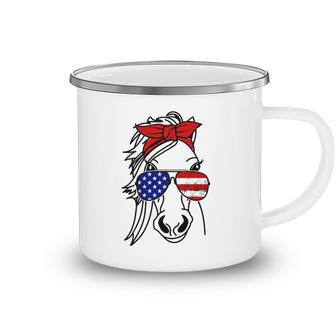 4Th Of July Patriotic Horse American Flag Sunglasses Camping Mug | Mazezy