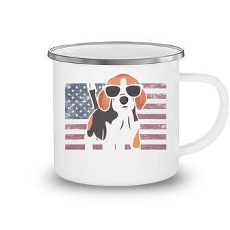 Beagle Dad American Flag 4Th Of July Patriotic Beagle Design Camping Mug - Seseable