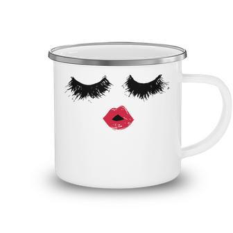 Black Eyelashes Red Lips Mother Day Gift Birthday Holiday Christmas Camping Mug | Favorety CA