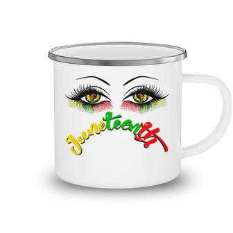 Bright Eyes Juneteenth African American Eye Black Flag V2 Camping Mug | Favorety AU