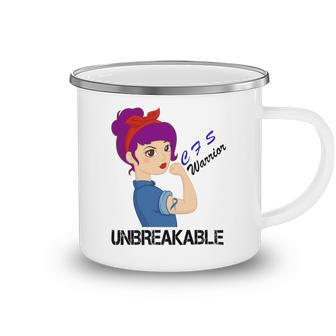 Chronic Fatigue Syndrome Cfs Warrior Strong Women Blue Ribbon Chronic Fatigue Syndrome Support Cfs Awareness Camping Mug - Monsterry CA