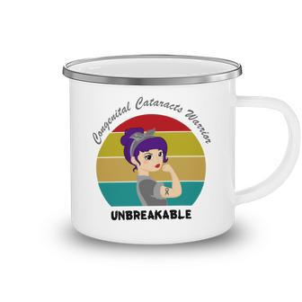 Congenital Cataracts Warrior Vintage Strong Women Grey Ribbon Congenital Cataracts Support Congenital Cataracts Awareness Camping Mug | Favorety UK