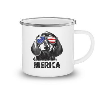 Dachshund 4Th Of July Merica Men American Flag Sunglasses Camping Mug | Mazezy