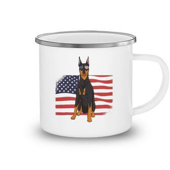 Doberman Dad & Mom American Flag 4Th Of July Usa Funny Dog Camping Mug