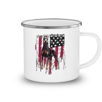Doberman Pinscher American Flag Usa Awesome  Camping Mug
