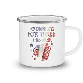 Drinking For Three Funny Baby 4Th Of July Pregnancy Soon Dad Camping Mug - Seseable