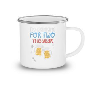Drinking For Two 4Th Of July Pregnancy Announcement Dad Men Camping Mug - Seseable
