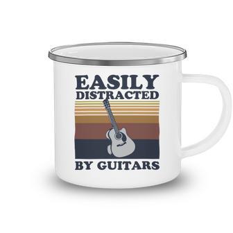 Easily Distracted By Guitars Quote For A Guitar Player Racerback Camping Mug | Favorety DE