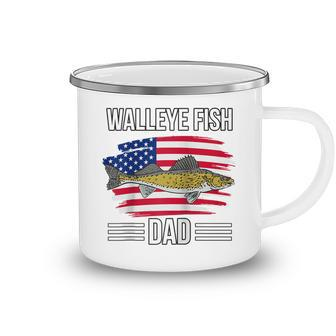 Fish Us Flag 4Th Of July Fathers Day Walleye Fish Dad Camping Mug - Seseable