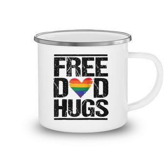 Free Dad Hugs Lgbtq Pride Stepfather Daddy Papa Design Raglan Baseball Tee Camping Mug | Mazezy
