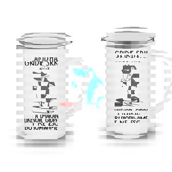 Grandude Grandpa Gift Grandude Shark Like A Normal Grandpa But More Awesome Camping Mug - Seseable