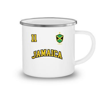 Jamaica Number 11 Soccer Team Sports Jamaican Flag Camping Mug | Mazezy