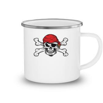 Jolly Roger Pirate Skull And Crossbones Flag Camping Mug | Mazezy