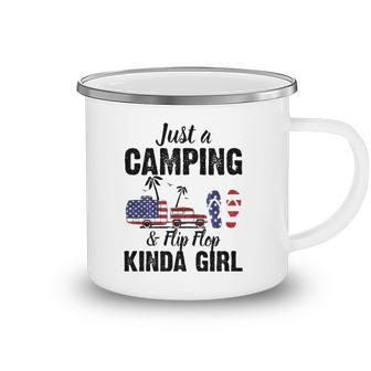 Just A Camping And Flip Flop Kinda Girl 4Th Of July Camping Mug | Mazezy