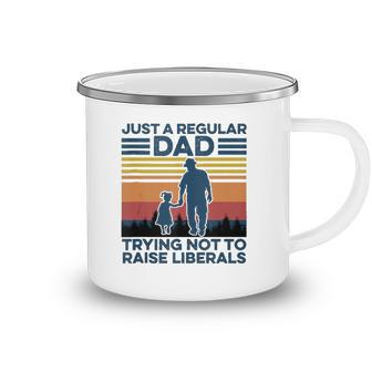 Just A Regular Dad Trying Not To Raise Liberals Fathers Day Camping Mug | Mazezy UK