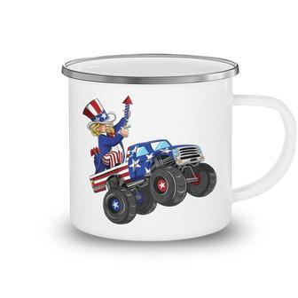 Kids 4Th Of July Uncle Sam Monster Truck Fireworks Toddler Boys Camping Mug - Seseable