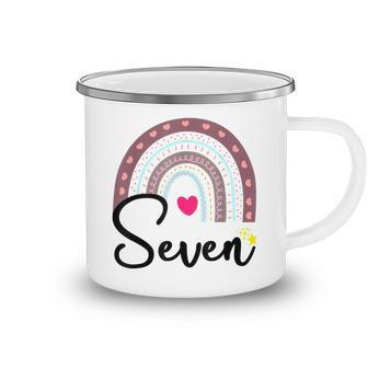 Kids 7Th Birthday Rainbow Party Kids Seven Year Old Camping Mug - Seseable