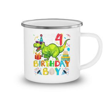 Kids Rawr Im 4Th Birthday Boy Dinosaur T-Rex 4 Years Old Camping Mug - Seseable