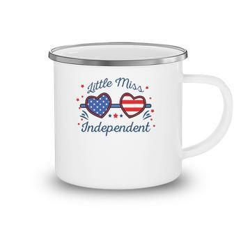 Little Miss Independent American Flag Sunglasses 4Th Of July Camping Mug | Mazezy