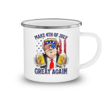 Make 4Th Of July Great Again Funny Trump Men Drinking Beer Camping Mug - Seseable
